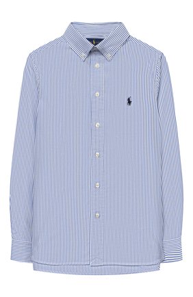 Детская хлопковая рубашка POLO RALPH LAUREN голубого цвета по цене 7385 руб., арт. 323819240 | Фото 1 Детская хлопковая рубашка POLO RALPH LAUREN голубого цвета, арт. 323819240 | Фото 1