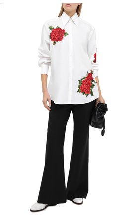 Женская рубашка из хлопка и шелка DOLCE & GABBANA белого цвета по цене 99500 руб., арт. F5006Z/FUMWI | Фото 2 Женская рубашка из хлопка и шелка DOLCE & GABBANA белого цвета, арт. F5006Z/FUMWI | Фото 2
