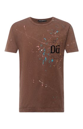 Мужская хлопковая футболка DOLCE & GABBANA коричневого цвета по цене 62650 руб., арт. G8LW3T/G7XSS | Фото 1 Мужская хлопковая футболка DOLCE & GABBANA коричневого цвета, арт. G8LW3T/G7XSS | Фото 1