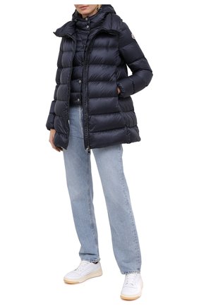 Женский пуховик MONCLER темно-синего цвета по цене 122000 руб., арт. F2-093-1C203-80-C0229 | Фото 2 Женский пуховик MONCLER темно-синего цвета, арт. F2-093-1C203-80-C0229 | Фото 2