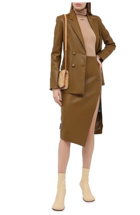 Женский кожаный жакет OFF-WHITE хаки цвета по цене 233500 руб., арт. 0WJA036E20LEA0016363 | Фото 2 Женский кожаный жакет OFF-WHITE хаки цвета, арт. 0WJA036E20LEA0016363 | Фото 2