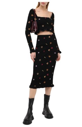 Женская юбка из вискозы OFF-WHITE черного цвета по цене 115500 руб., арт. 0WCC104E20FAB0011001 | Фото 2 Женская юбка из вискозы OFF-WHITE черного цвета, арт. 0WCC104E20FAB0011001 | Фото 2