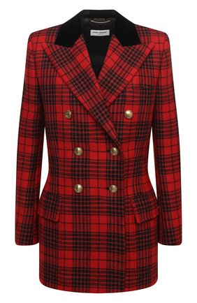 Женский шерстяной жакет SAINT LAURENT красного цвета по цене 252000 руб., арт. 641430/Y8B17 | Фото 1 Женский шерстяной жакет SAINT LAURENT красного цвета, арт. 641430/Y8B17 | Фото 1