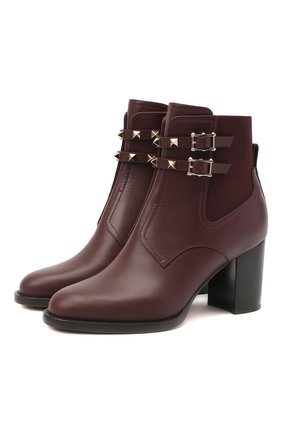 Женские кожаные ботильоны valentino garavani rockstud VALENTINO бордового цвета по цене 87300 руб., арт. UW2S0Z80/VXS | Фото 1 Женские кожаные ботильоны valentino garavani rockstud VALENTINO бордового цвета, арт. UW2S0Z80/VXS | Фото 1