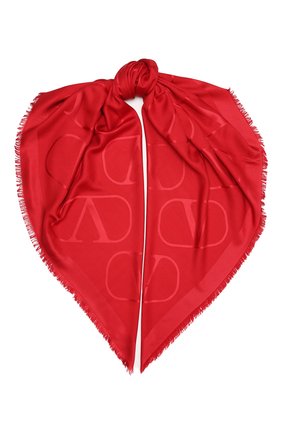 Женская шаль из шелка и шерсти VALENTINO красного цвета по цене 42200 руб., арт. UW0EB104/AJB | Фото 1 Женская шаль из шелка и шерсти VALENTINO красного цвета, арт. UW0EB104/AJB | Фото 1
