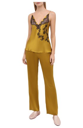 Женские шелковые брюки CARINE GILSON желтого цвета, арт. SD0541-E 2020 | Фото 2 (Длина (брюки, джинсы): Стандартные; Материал внешний: Шелк; Женское Кросс-КТ: Брюки-белье)