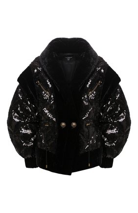Женская куртка с пайетками BALMAIN черного цвета по цене 532000 руб., арт. UF19502/X284 | Фото 1 Женская куртка с пайетками BALMAIN черного цвета, арт. UF19502/X284 | Фото 1
