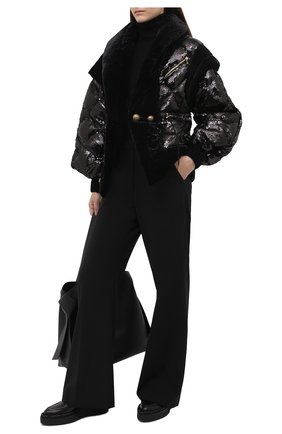 Женская куртка с пайетками BALMAIN черного цвета по цене 532000 руб., арт. UF19502/X284 | Фото 2 Женская куртка с пайетками BALMAIN черного цвета, арт. UF19502/X284 | Фото 2