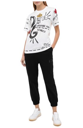 Женская хлопковая футболка DOLCE & GABBANA белого цвета по цене 44850 руб., арт. F8M66T/HI7EH | Фото 2 Женская хлопковая футболка DOLCE & GABBANA белого цвета, арт. F8M66T/HI7EH | Фото 2