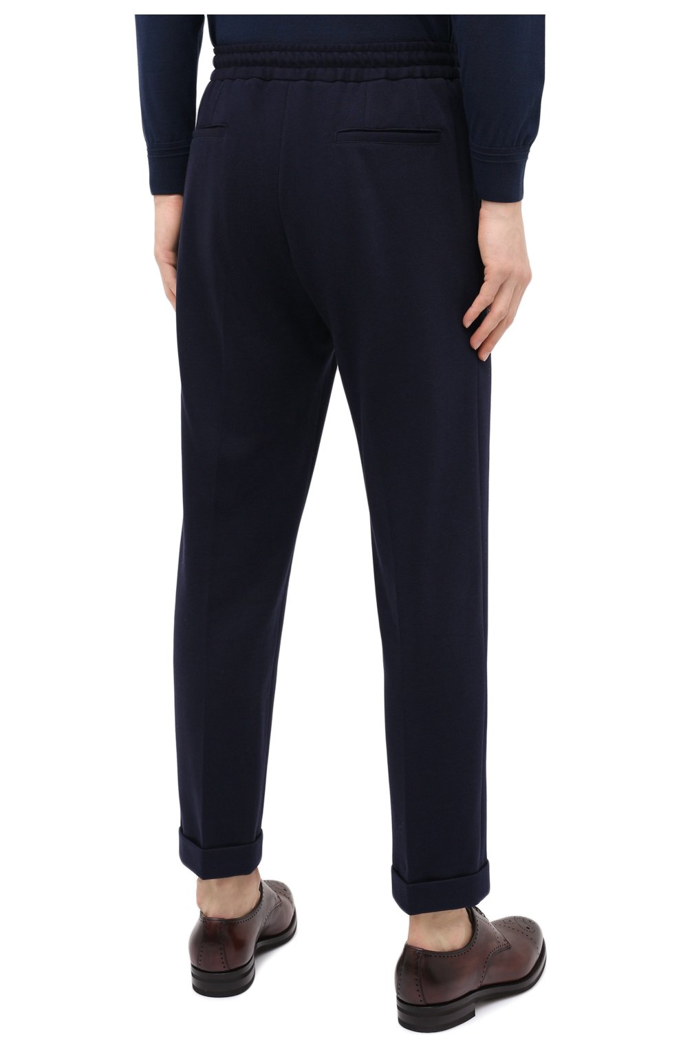 Мужские хлопковые брюки KNT темно-синего цвета, арт. UPS0102J02T31 | Фото 4 (Длина (брюки, джинсы): Стандартные; Случай: Повседневный; Региональные ограничения белый список (Axapta Mercury): RU; Материал внешний: Хлопок; Стили: Кэжуэл)