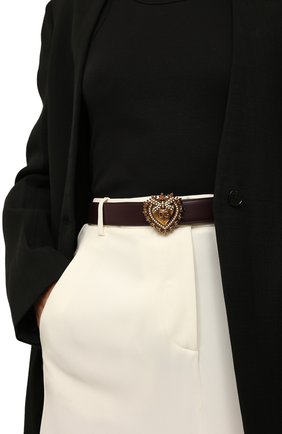 Женский кожаный ремень DOLCE & GABBANA бордового цвета по цене 36300 руб., арт. BE1315/AK861 | Фото 2 Женский кожаный ремень DOLCE & GABBANA бордового цвета, арт. BE1315/AK861 | Фото 2