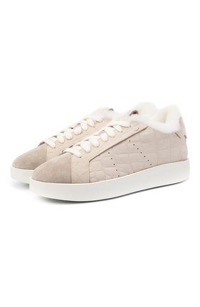 Женские кожаные кеды SANTONI бежевого цвета по цене 44100 руб., арт. WBWI60714BIAPMDYE21 | Фото 1 Женские кожаные кеды SANTONI бежевого цвета, арт. WBWI60714BIAPMDYE21 | Фото 1