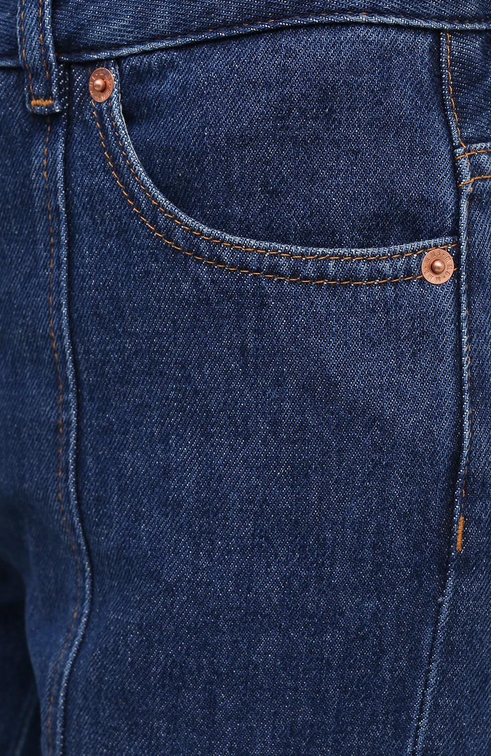 Женские джинсы MM6 синего цвета, арт. S62LB0050/S30460 | Фото 5 (Стили: Ретро; Кросс-КТ: Деним; Длина (брюки, джинсы): Стандартные; Силуэт Ж (брюки и джинсы): Прямые; Материал внешний: Хлопок)