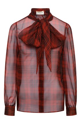 Женская шелковая блузка SAINT LAURENT красного цвета по цене 131000 руб., арт. 641585/Y8B86 | Фото 1 Женская шелковая блузка SAINT LAURENT красного цвета, арт. 641585/Y8B86 | Фото 1