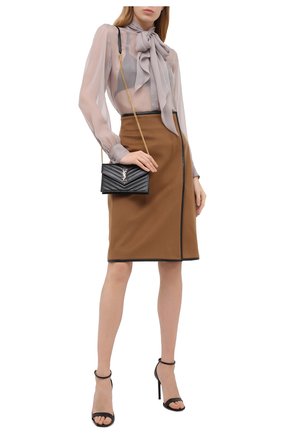Женская шелковая блузка SAINT LAURENT серого цвета по цене 99500 руб., арт. 641580/Y065W | Фото 2 Женская шелковая блузка SAINT LAURENT серого цвета, арт. 641580/Y065W | Фото 2