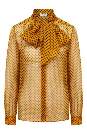 Женская шелковая блузка SAINT LAURENT желтого цвета по цене 126000 руб., арт. 641458/Y7B86 | Фото 1 Женская шелковая блузка SAINT LAURENT желтого цвета, арт. 641458/Y7B86 | Фото 1
