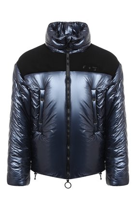 Мужская утепленная куртка OFF-WHITE темно-синего цвета, арт. 0MED026F20FAB0014600 | Фото 1 (Длина (верхняя одежда): Короткие; Материал подклада: Синтетический материал; Материал внешний: Синтетический материал; Рукава: Длинные; Мужское Кросс-КТ: Верхняя одежда, утепленные куртки; Стили: Гранж; Кросс-КТ: Куртка)