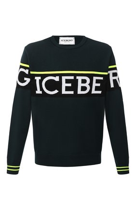 Мужской джемпер из шерсти и хлопка ICEBERG темно-зеленого цвета по цене 29850 руб., арт. 20I I1P0/A013/7010 | Фото 1 Мужской джемпер из шерсти и хлопка ICEBERG темно-зеленого цвета, арт. 20I I1P0/A013/7010 | Фото 1
