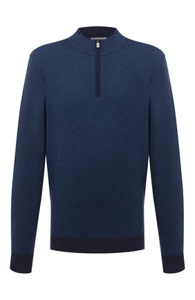 Мужской шерстяной джемпер CANALI синего цвета по цене 39900 руб., арт. C0732B/MK00983 | Фото 1 Мужской шерстяной джемпер CANALI синего цвета, арт. C0732B/MK00983 | Фото 1