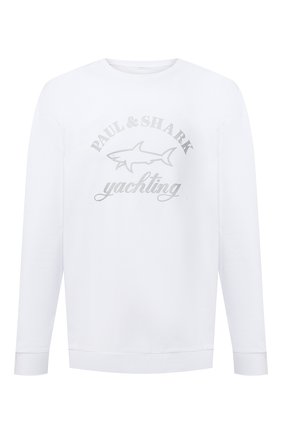 Мужской хлопковый свитшот PAUL&SHARK белого цвета по цене 24250 руб., арт. A20P1865/HLJ/3XL-6XL | Фото 1 Мужской хлопковый свитшот PAUL&SHARK белого цвета, арт. A20P1865/HLJ/3XL-6XL | Фото 1 (Материал внешний: Хлопок; Рукава: Длинные; Мужское Кросс-КТ: свитшот-одежда; Длина (для топов): Удлиненные; Принт: С принтом)