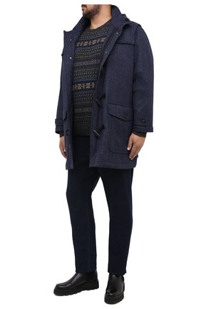 Мужской шерстяное пальто PAUL&SHARK темно-синего цвета, арт. I20P2515/HU9/3XL-6XL | Фото 2 (Материал внешний: Шерсть; Материал подклада: Синтетический материал; Рукава: Длинные; Стили: Кэжуэл; Мужское Кросс-КТ: Верхняя одежда, пальто-верхняя одежда; Длина (верхняя одежда): До середины бедра)
