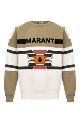 Мужской хлопковый свитшот ISABEL MARANT хаки цвета по цене 26600 руб., арт. SW0258-20A064H/PALLIAN | Фото 1 Мужской хлопковый свитшот ISABEL MARANT хаки цвета, арт. SW0258-20A064H/PALLIAN | Фото 1