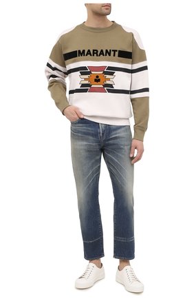 Мужской хлопковый свитшот ISABEL MARANT хаки цвета по цене 26600 руб., арт. SW0258-20A064H/PALLIAN | Фото 2 Мужской хлопковый свитшот ISABEL MARANT хаки цвета, арт. SW0258-20A064H/PALLIAN | Фото 2