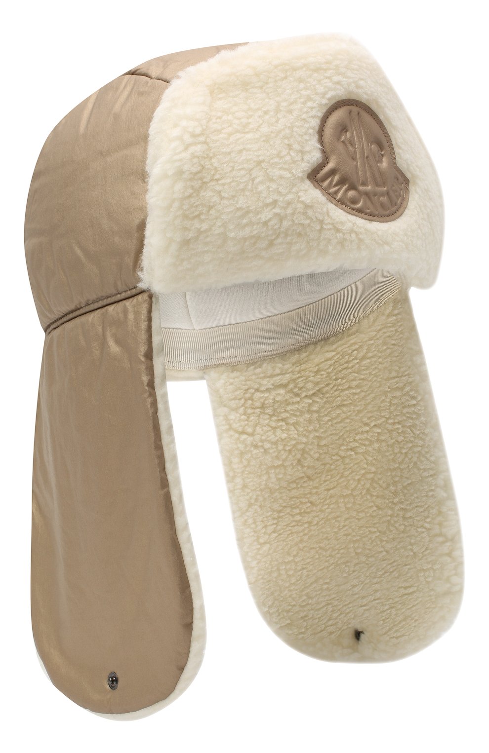 Детского шапка-ушанка MONCLER бежевого цвета, арт. F2-954-3F600-10-54AJK | Фото 1 (Материал: Текстиль, Хлопок)