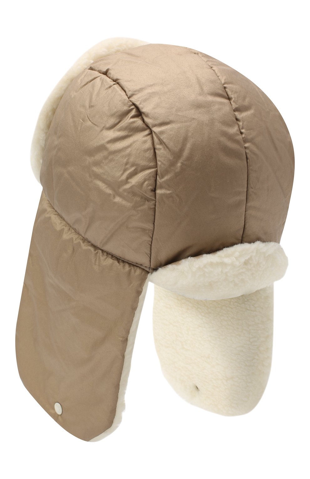 Детского шапка-ушанка MONCLER бежевого цвета по цене 14900 руб., арт. F2-954-3F600-10-54AJK | Фото 2 Детского шапка-ушанка MONCLER бежевого цвета, арт. F2-954-3F600-10-54AJK | Фото 2 (Материал: Текстиль, Хлопок)