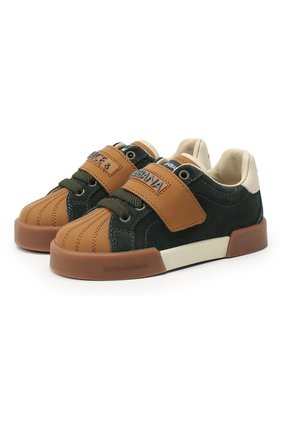 Детские кожаные кеды DOLCE & GABBANA зеленого цвета по цене 22900 руб., арт. DA0936/AW540/24-28 | Фото 1 Детские кожаные кеды DOLCE & GABBANA зеленого цвета, арт. DA0936/AW540/24-28 | Фото 1