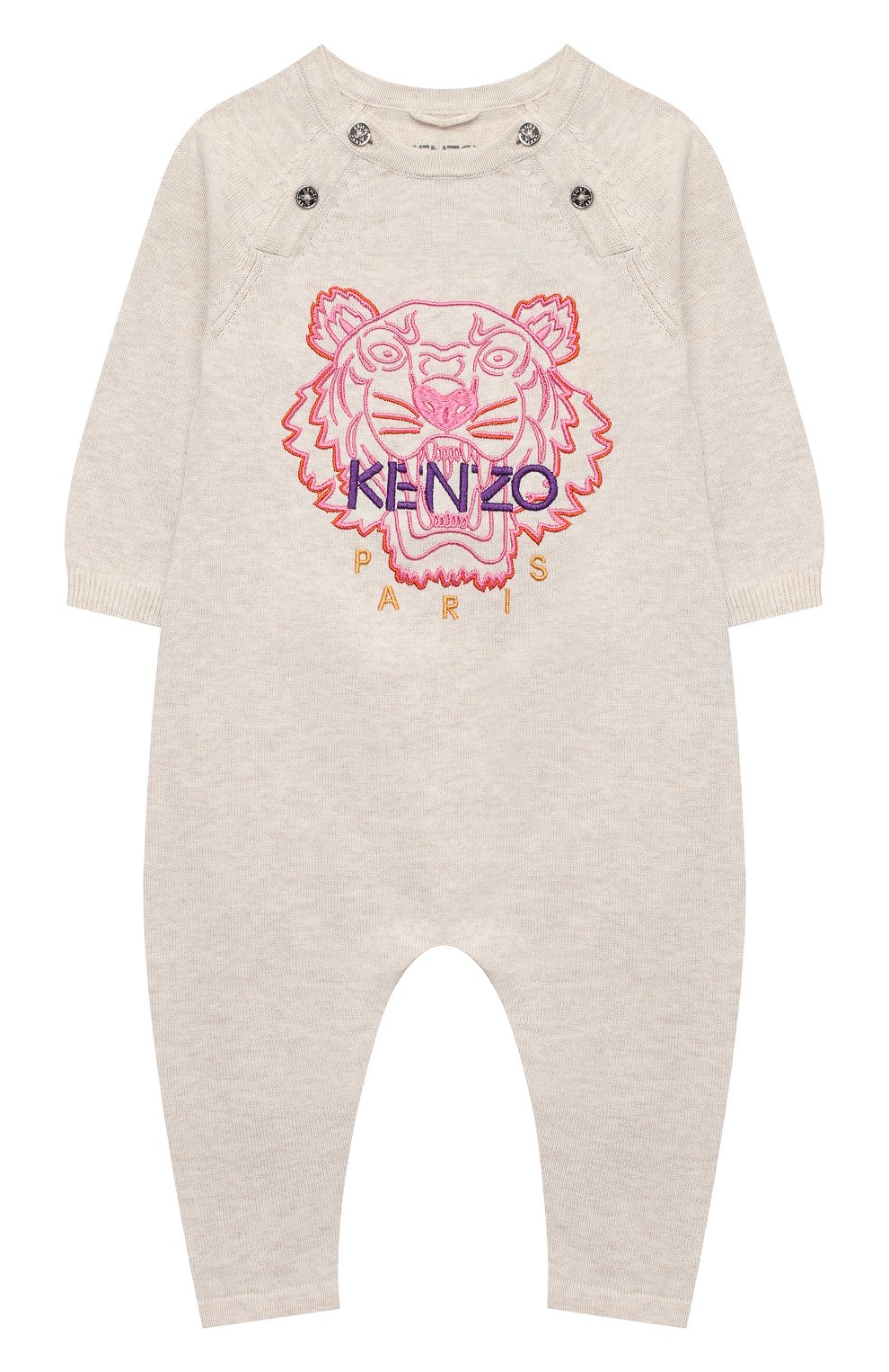 Детский хлопковый комбинезон KENZO бежевого цвета, арт. KR32003 | Фото 1
