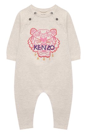 Детский хлопковый комбинезон KENZO бежевого цвета по цене 11710 руб., арт. KR32003 | Фото 1 Детский хлопковый комбинезон KENZO бежевого цвета, арт. KR32003 | Фото 1