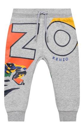 Детские хлопковые джоггеры KENZO серого цвета по цене 8700 руб., арт. KR23517 | Фото 1 Детские хлопковые джоггеры KENZO серого цвета, арт. KR23517 | Фото 1