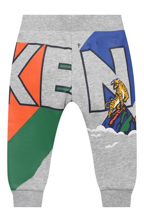 Детские хлопковые джоггеры KENZO серого цвета по цене 8700 руб., арт. KR23517 | Фото 2 Детские хлопковые джоггеры KENZO серого цвета, арт. KR23517 | Фото 2