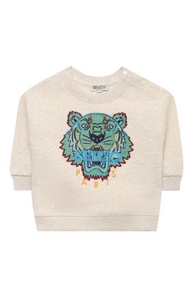 Детский хлопковый свитшот KENZO светло-серого цвета по цене 10430 руб., арт. KR15557 | Фото 1 Детский хлопковый свитшот KENZO светло-серого цвета, арт. KR15557 | Фото 1