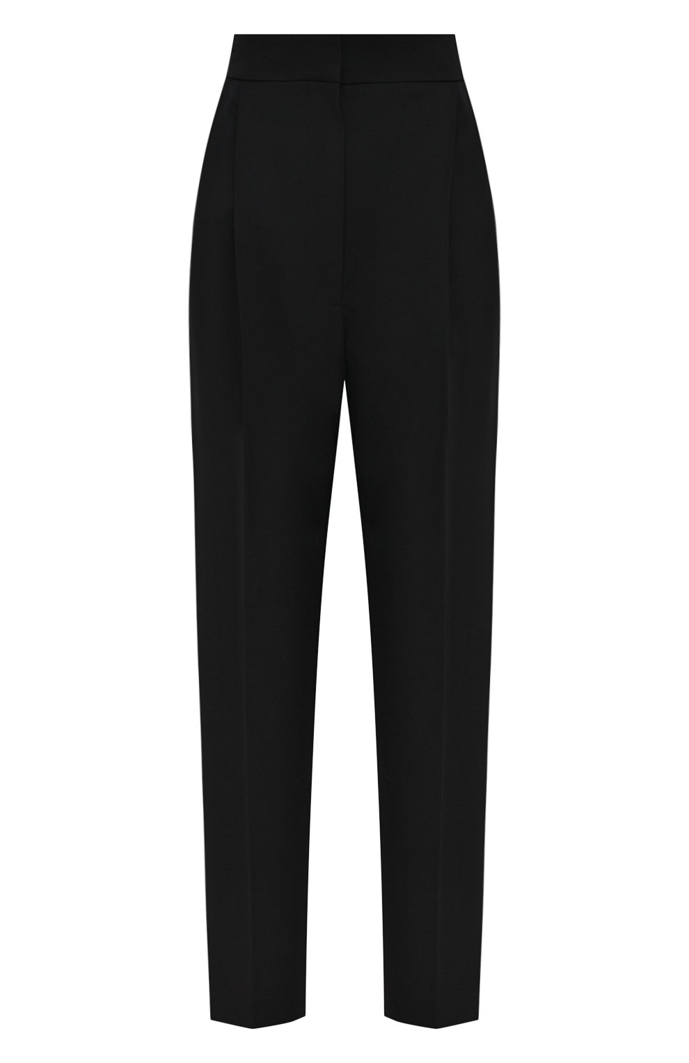 Женские шерстяные брюки ALEXANDER MCQUEEN черного цвета, арт. 629060/QJAAC | Фото 1 (Материал внешний: Шерсть; Женское Кросс-КТ: Брюки-одежда; Силуэт Ж (брюки и джинсы): Прямые; Стили: Классический; Случай: Формальный; Длина (брюки, джинсы): Укороченные)