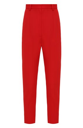 Женские шерстяные брюки ALEXANDER MCQUEEN красного цвета, арт. 585118/QJAAC | Фото 1 (Материал внешний: Шерсть; Женское Кросс-КТ: Брюки-одежда; Случай: Формальный; Силуэт Ж (брюки и джинсы): Прямые; Стили: Классический; Длина (брюки, джинсы): Укороченные)