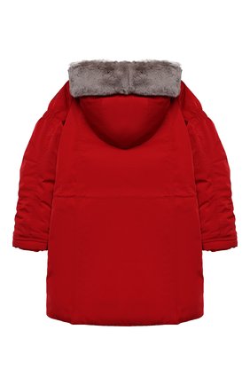 Детская парка с капюшоном RN 117. RUSSIAN NORTH 117 M ABOVE SEA LEVEL красного цвета, арт. RN18-D8-3 | Фото 2 (Материал подклада: Синтетический материал; Рукава: Длинные; Материал внешний: Синтетический материал; Девочки Кросс-КТ: Парка-верхняя одежда; Кросс-КТ: Сезон: зима)