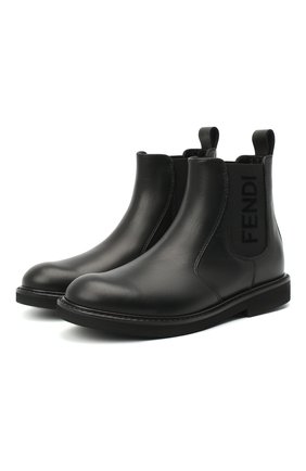 Детские кожаные челси FENDI черного цвета, арт. JMR342/AC7J/32-39 | Фото 1 (Материал внутренний: Натуральная кожа; Материал внешний: Кожа; Кросс-КТ: челси; Длина стельки: 25,5, 26, 27, 23,3; Мальчики-школьная форма: Классическая обувь)