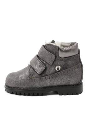 Детские кожаные ботинки с меховой отделкой WALKEY серого цвета, арт. Y1A4-40144-0416/19-24 | Фото 2 (Материал утеплителя: Натуральный мех; Материал внешний: Кожа)