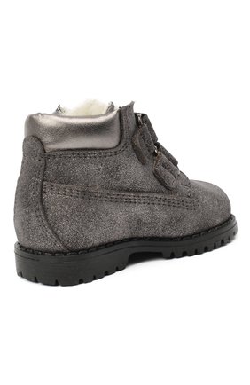 Детские кожаные ботинки с меховой отделкой WALKEY серого цвета, арт. Y1A4-40144-0416/19-24 | Фото 3 (Материал утеплителя: Натуральный мех; Региональные ограничения белый список (Axapta Mercury): RU; Длина стельки: 12,5)