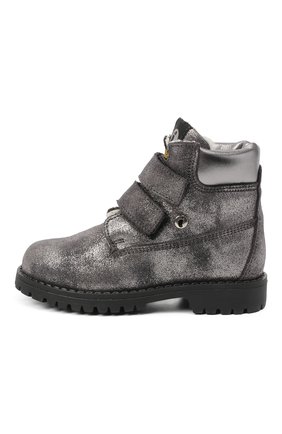 Детские кожаные ботинки с меховой отделкой WALKEY серого цвета, арт. Y1A4-40144-0416/25-29 | Фото 2 (Материал утеплителя: Натуральный мех; Материал внешний: Кожа)
