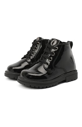 Детские кожаные ботинки WALKEY черного цвета, арт. Y1A5-41071-1152/19-24 | Фото 1 (Материал внутренний: Текстиль; Материал внешний: Кожа; Региональные ограничения белый список (Axapta Mercury): RU; Длина стельки: 13)