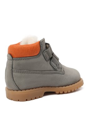 Детские кожаные ботинки WALKEY серого цвета, арт. Y1B4-40015-0415/19-24 | Фото 3 (Материал утеплителя: Натуральный мех; Региональные ограничения белый список (Axapta Mercury): RU)