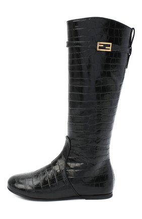 Детские кожаные сапоги FENDI черного цвета по цене 63550 руб., арт. JFR311/TC3/27-31 | Фото 2 Детские кожаные сапоги FENDI черного цвета, арт. JFR311/TC3/27-31 | Фото 2