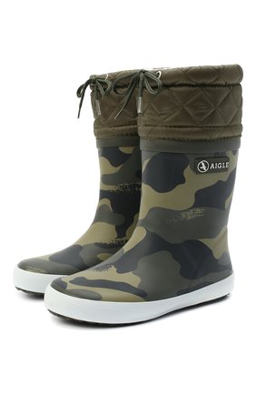Детские резиновые сапоги AIGLE хаки цвета по цене 4690 руб., арт. 250863/GIB0ULEE PRINT | Фото 1 Детские резиновые сапоги AIGLE хаки цвета, арт. 250863/GIB0ULEE PRINT | Фото 1