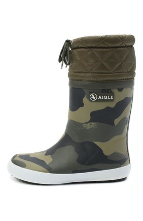 Детские резиновые сапоги AIGLE хаки цвета по цене 4690 руб., арт. 250863/GIB0ULEE PRINT | Фото 2 Детские резиновые сапоги AIGLE хаки цвета, арт. 250863/GIB0ULEE PRINT | Фото 2