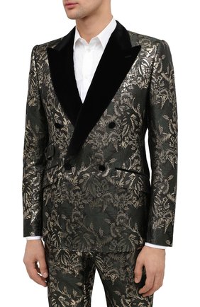 Мужской смокинг из шелка и хлопка DOLCE & GABBANA золотого цвета по цене 368500 руб., арт. GKDAMT/HJMHS | Фото 2 Мужской смокинг из шелка и хлопка DOLCE & GABBANA золотого цвета, арт. GKDAMT/HJMHS | Фото 2