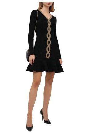 Женское шерстяное платье ALEXANDER MCQUEEN черного цвета по цене 231000 руб., арт. 633674/Q1AP9 | Фото 2 Женское шерстяное платье ALEXANDER MCQUEEN черного цвета, арт. 633674/Q1AP9 | Фото 2