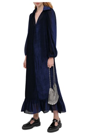 Женское платье из вискозы и шелка FENDI синего цвета по цене 232500 руб., арт. FDA762 AC50 | Фото 2 Женское платье из вискозы и шелка FENDI синего цвета, арт. FDA762 AC50 | Фото 2